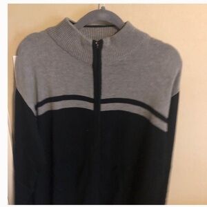 Men Zip Neck  Adolfo Knit Sweater Size Large Blue Gray